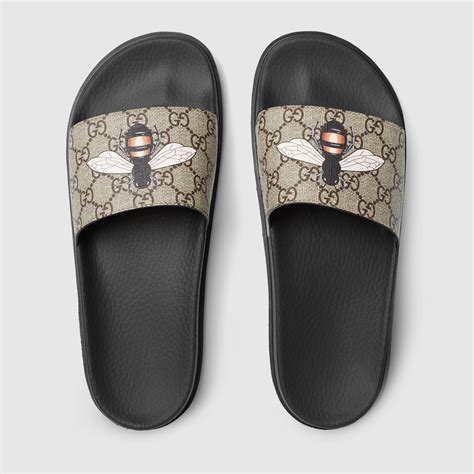 mens gucci slides with bee|size 14 gucci slides.